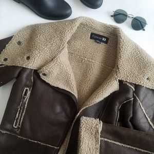 TODAY ONLY SALE F21 Sherpa Lined Leather Jacket